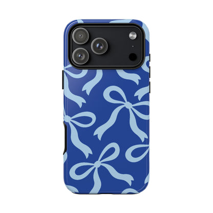 Bold Cobalt Blue and Powder Blue Bow Pattern Phone Case - Blue Phone Case - iPhone 17 Pro Max / Glossy