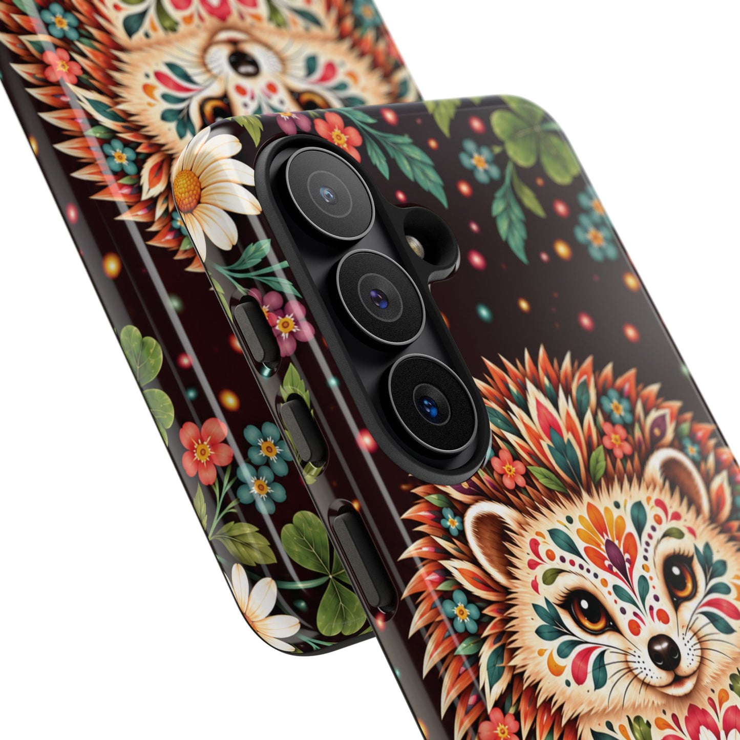 Vibrant Terracotta and Teal Calavera Hedgehog Phone Case - Multicolor Phone Case