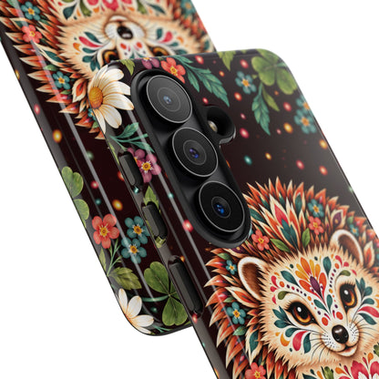 Vibrant Terracotta and Teal Calavera Hedgehog Phone Case - Multicolor Phone Case