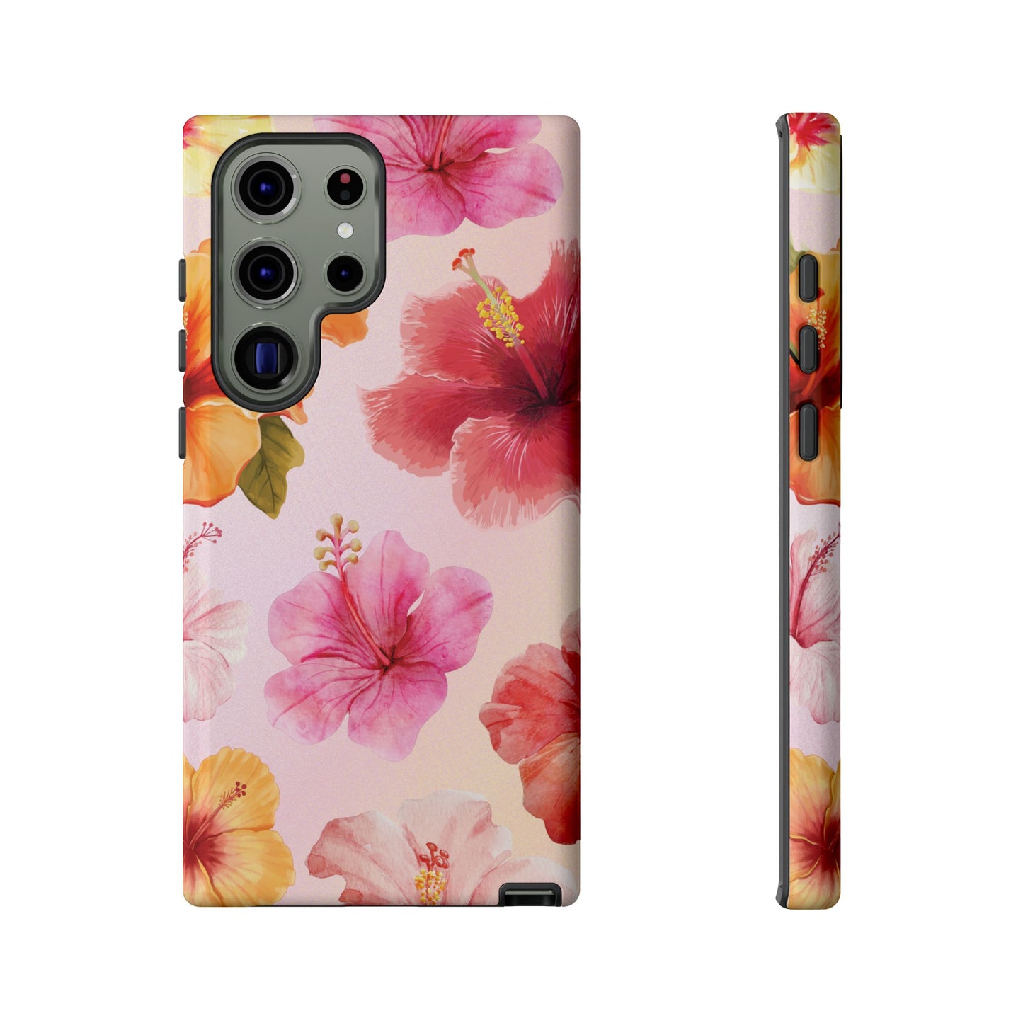 Samsung Galaxy S23 Ultra / Glossy Phone Case - ’Pink Hibiscus Pattern #2’ Phone Case