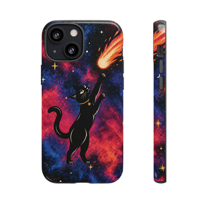 Whimsical Multicolour Celestial Black Cat Phone Case