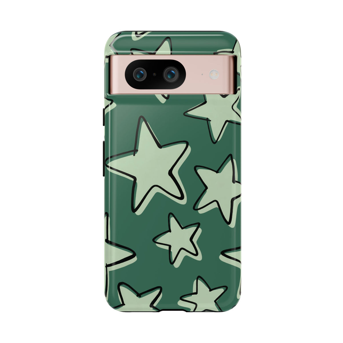 Forest Green Doodle Star Phone Case