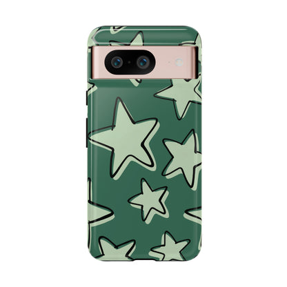 Forest Green Doodle Star Phone Case