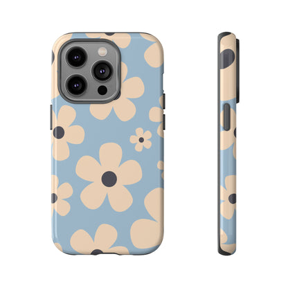 Cute Light Blue & Cream Daisy Pattern Phone Case - Blue Phone Case - iPhone 14 Pro / Glossy