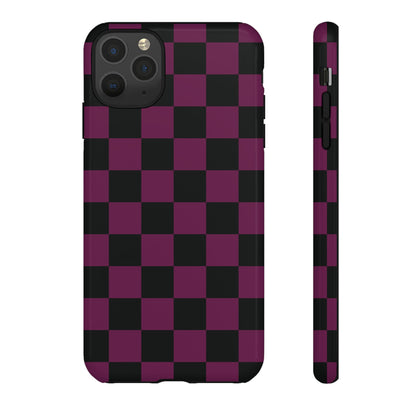 Trendy Plum & Black Checked Pattern Phone Case - Purple Phone Case - iPhone 11 Pro Max / Glossy
