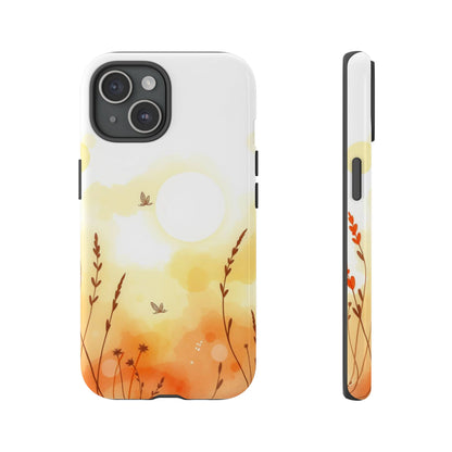 iPhone 15 / Glossy Phone Case - Boho Chic Watercolour Wildflower Pattern Phone Case