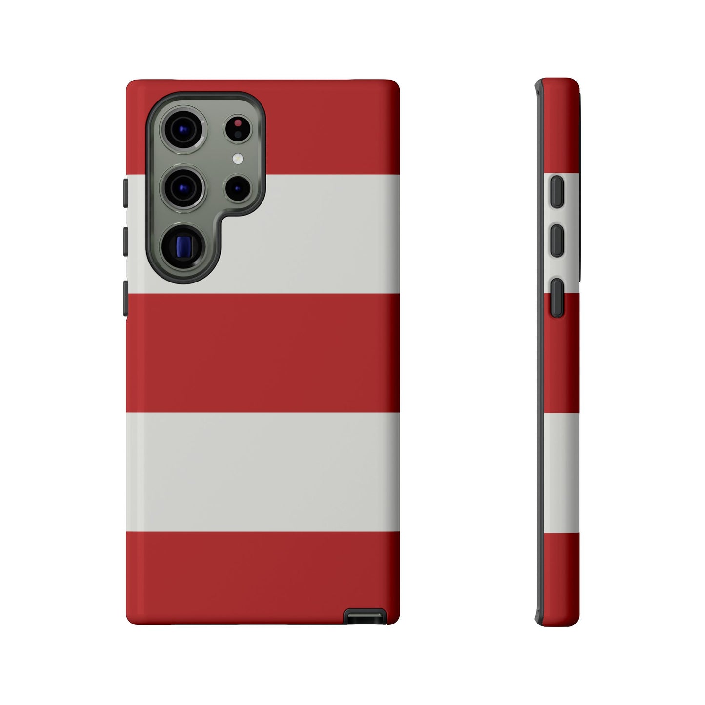 Samsung Galaxy S23 Ultra / Glossy Phone Case - Red & White Horizontal Stripe Pattern Phone Case