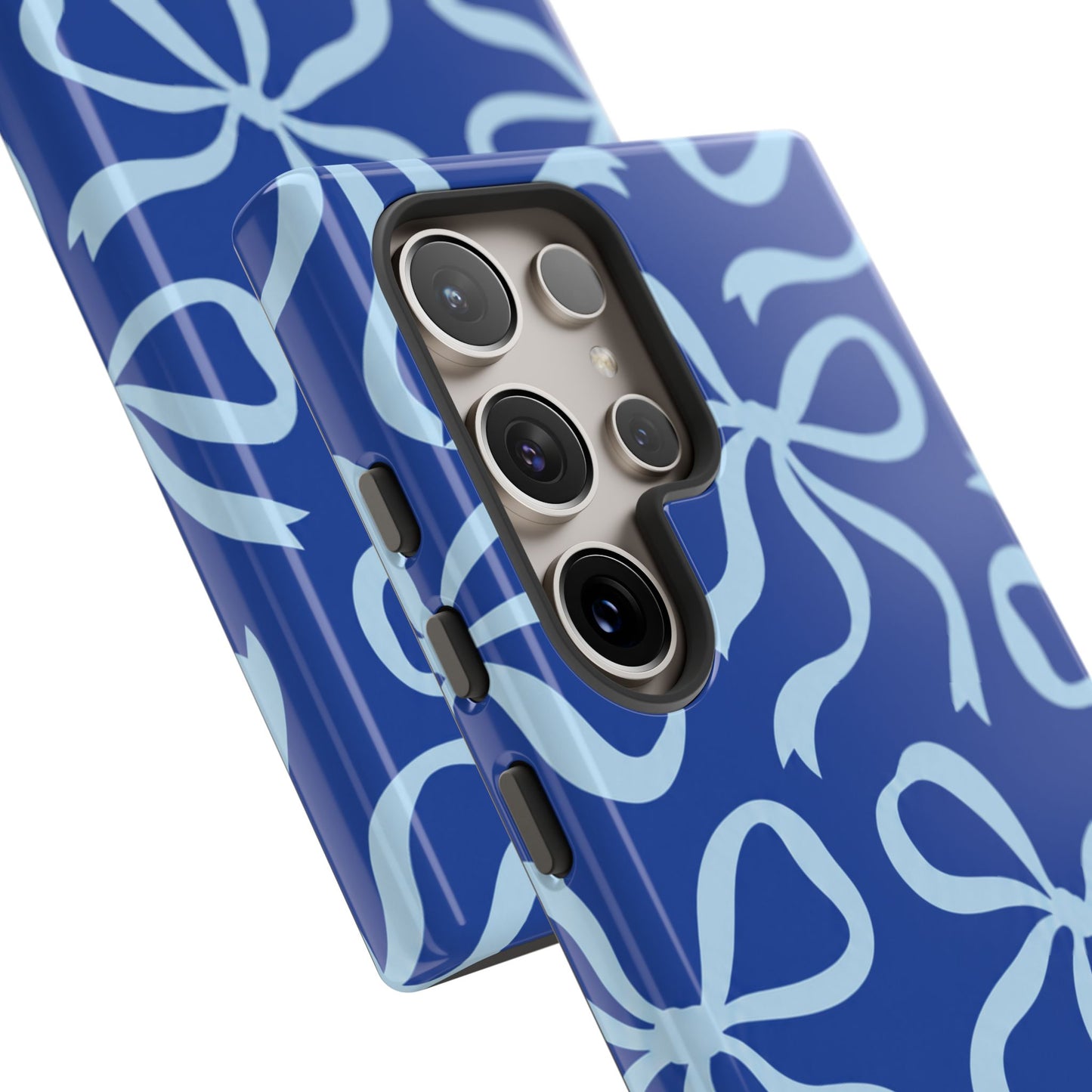 Bold Cobalt Blue and Powder Blue Bow Pattern Phone Case