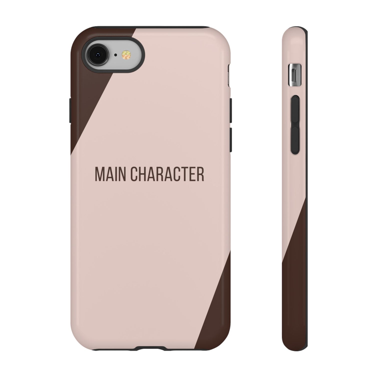 iPhone 8 / Glossy Phone Case - Sassy Statement Case ’Main Character’ in Pink & Brown