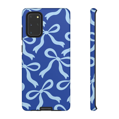 Bold Cobalt Blue and Powder Blue Bow Pattern Phone Case - Blue Phone Case - Samsung Galaxy S20+ / Glossy