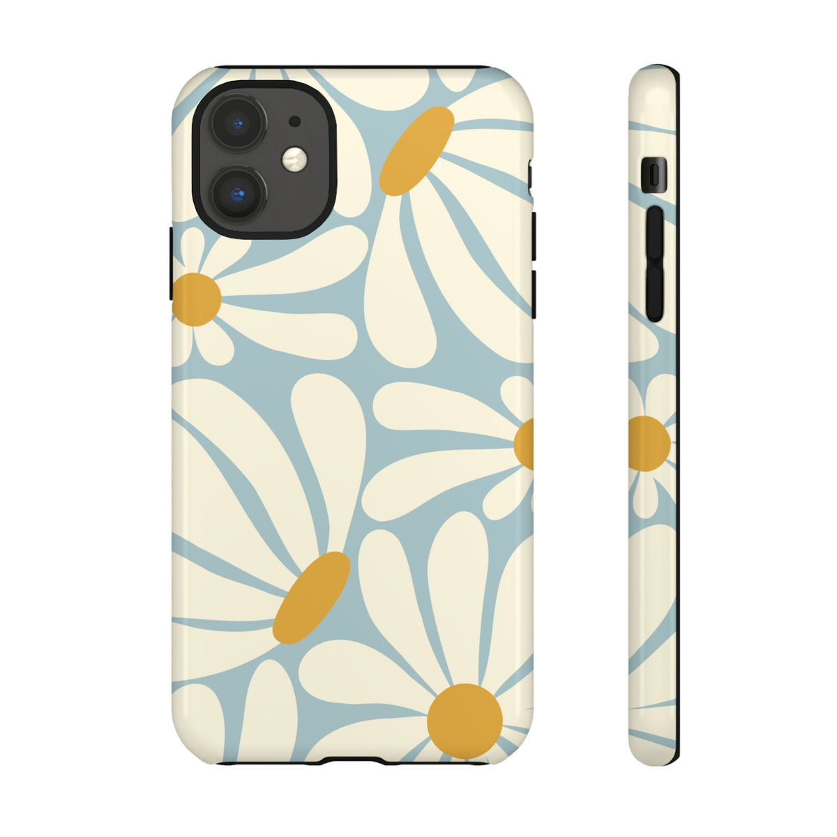 Retro Light Blue Daisy Pattern Phone Case - Blue Phone Case - iPhone 11 / Glossy