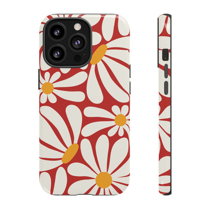 Retro Red Daisy Pattern Phone Case - Red Phone Case - iPhone 13 Pro / Glossy