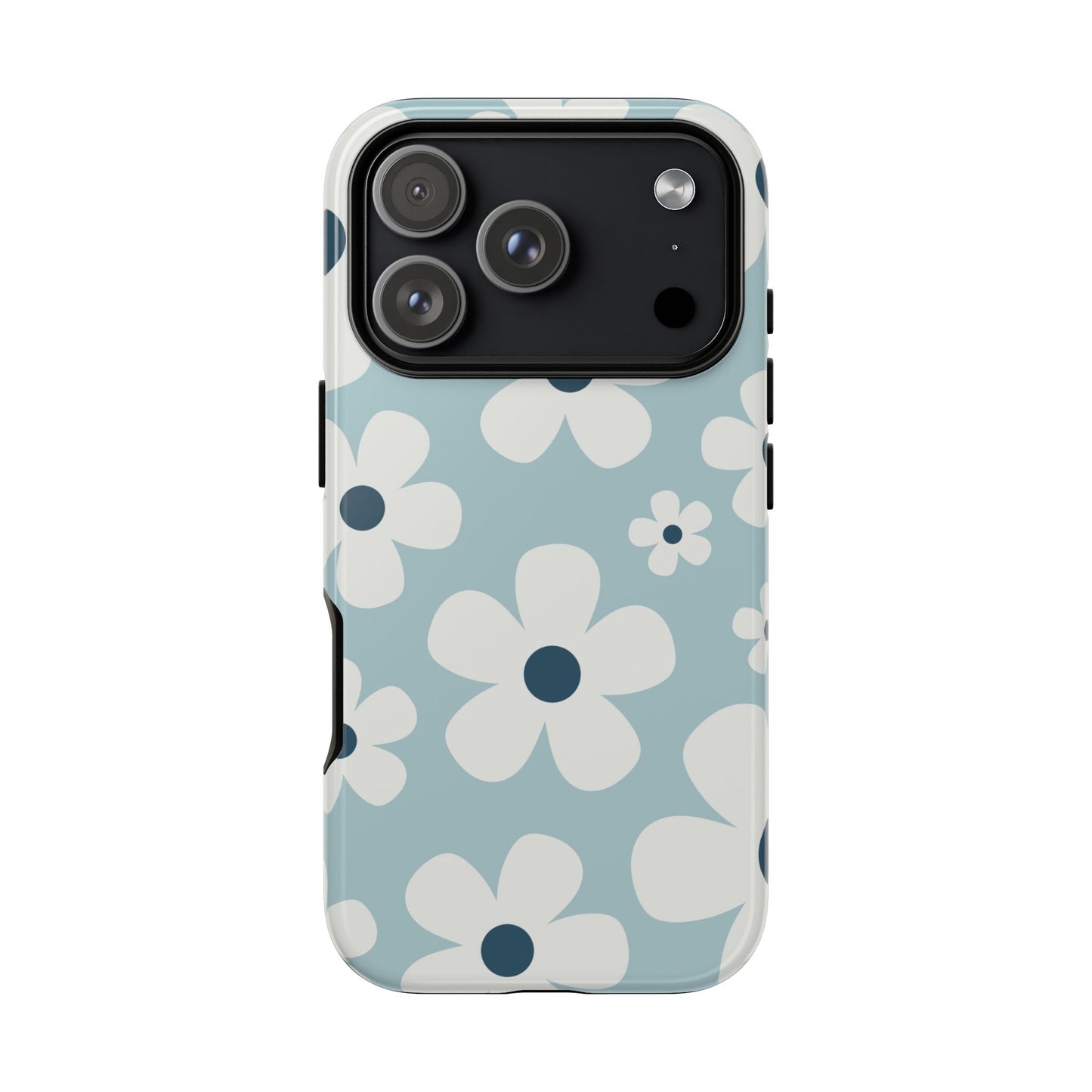 iPhone 17 Pro / Glossy Phone Case - Cute Light Blue Daisy Pattern Phone Case
