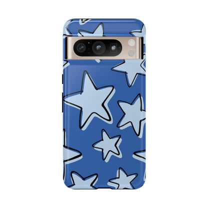 Cobalt Blue Doodle Star Phone Case