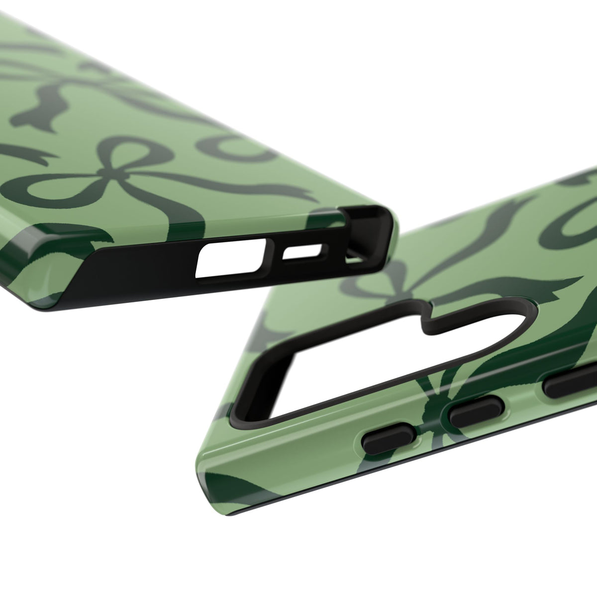 Bold Sage Green and Forest Green Bow Pattern Phone Case - Green Phone Case