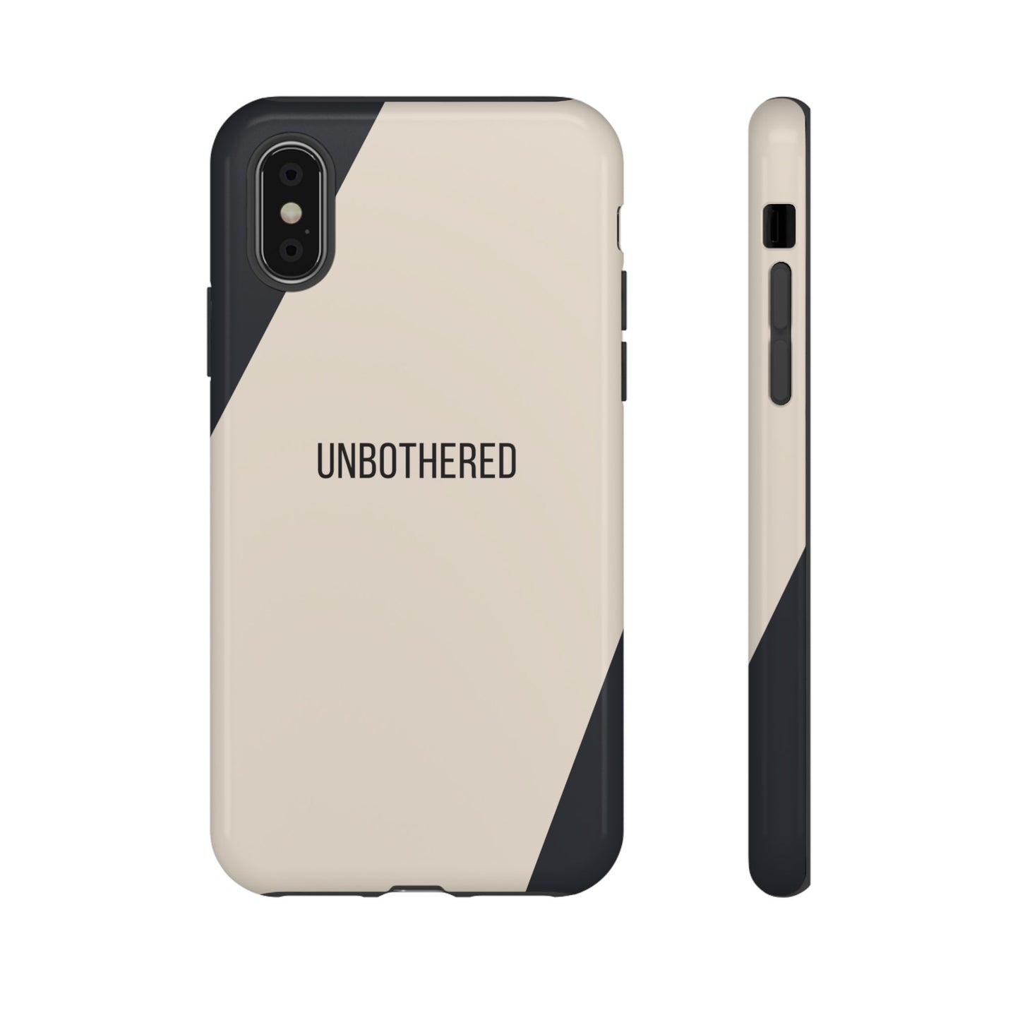 iPhone XS / Glossy Phone Case - Sassy Statement Case ’Unbothered’ in Beige & Charcoal
