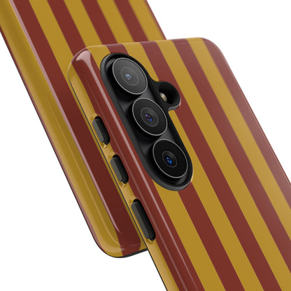 Trendy Mustard & Burgandy Stripe Pattern Phone Case - Brown Phone Case