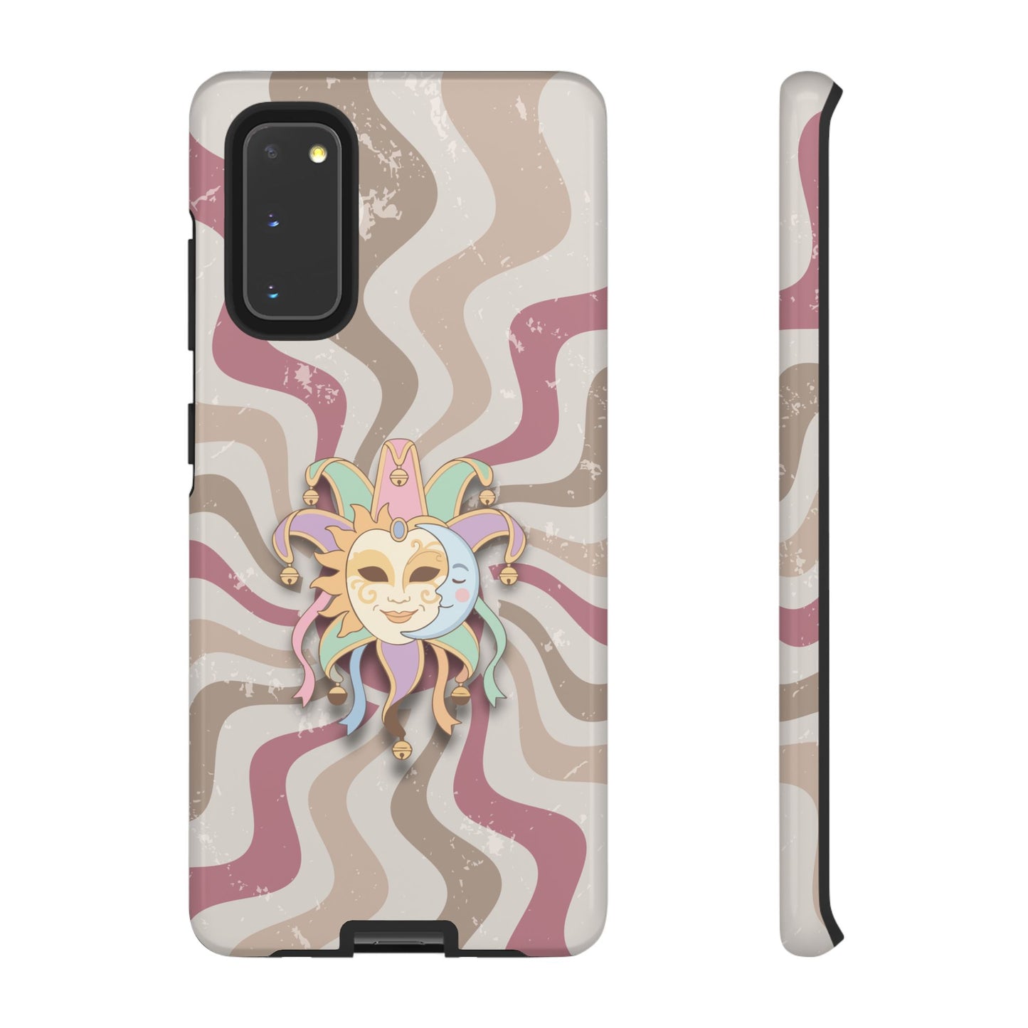 Sun & Moon Jester Mask – Pink Retro Wave Phone Case - Pink Phone Case - Samsung Galaxy S20 / Glossy
