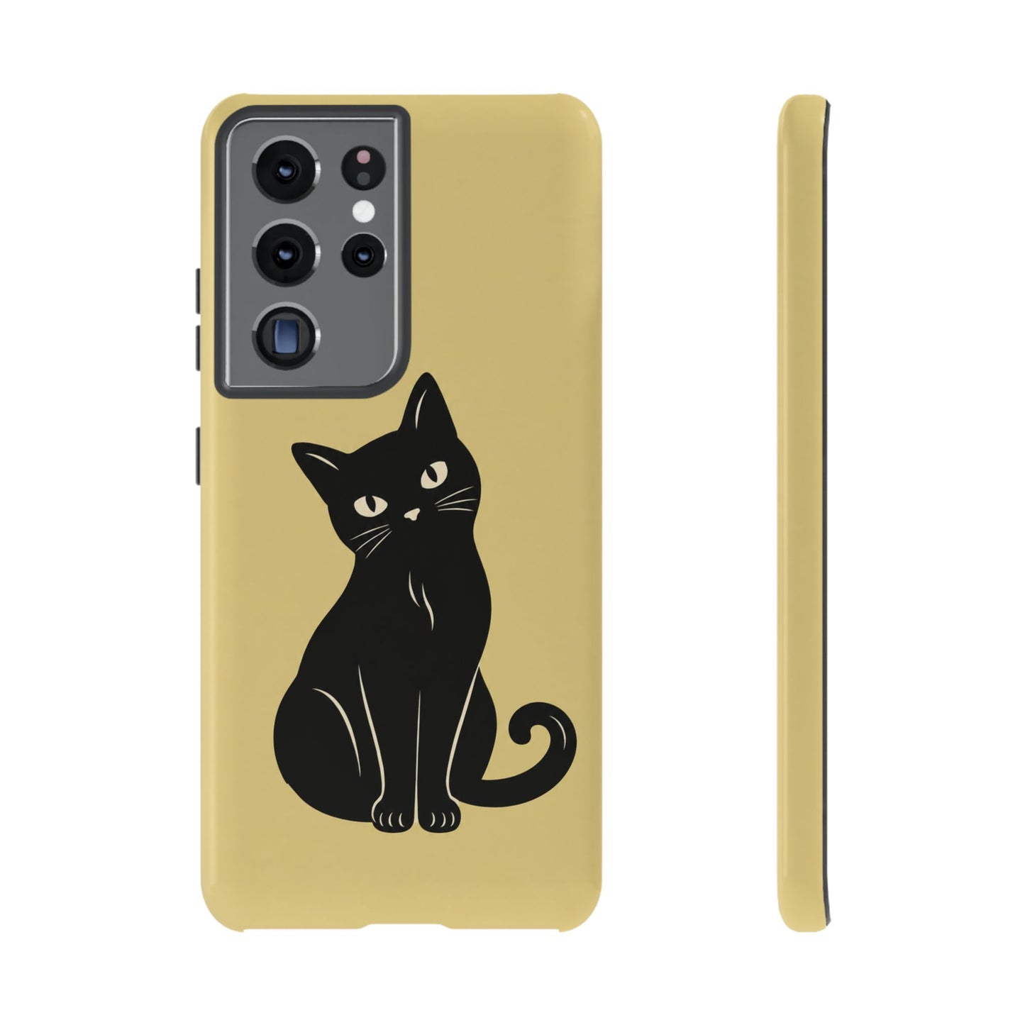 Minimalist Butter Yellow & Black Cat Phone Case
