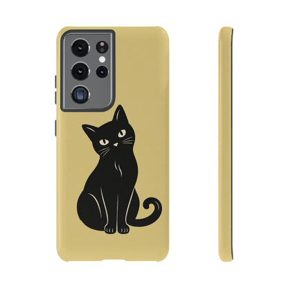 Minimalist Butter Yellow & Black Cat Phone Case