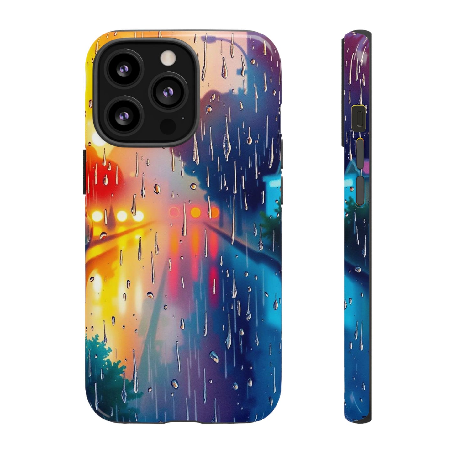 iPhone 13 Pro / Glossy Phone Case - Electric Rain Watercolour Design Phone Case