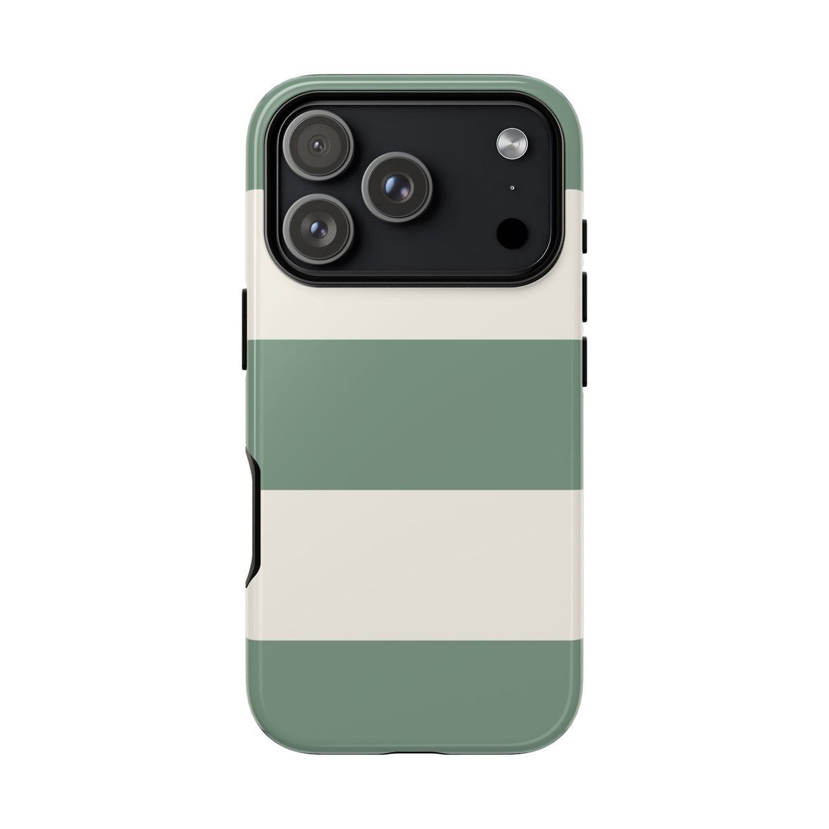 Green & White Horizontal Stripe Pattern Phone Case - Green Phone Case - iPhone 18 Pro / Glossy