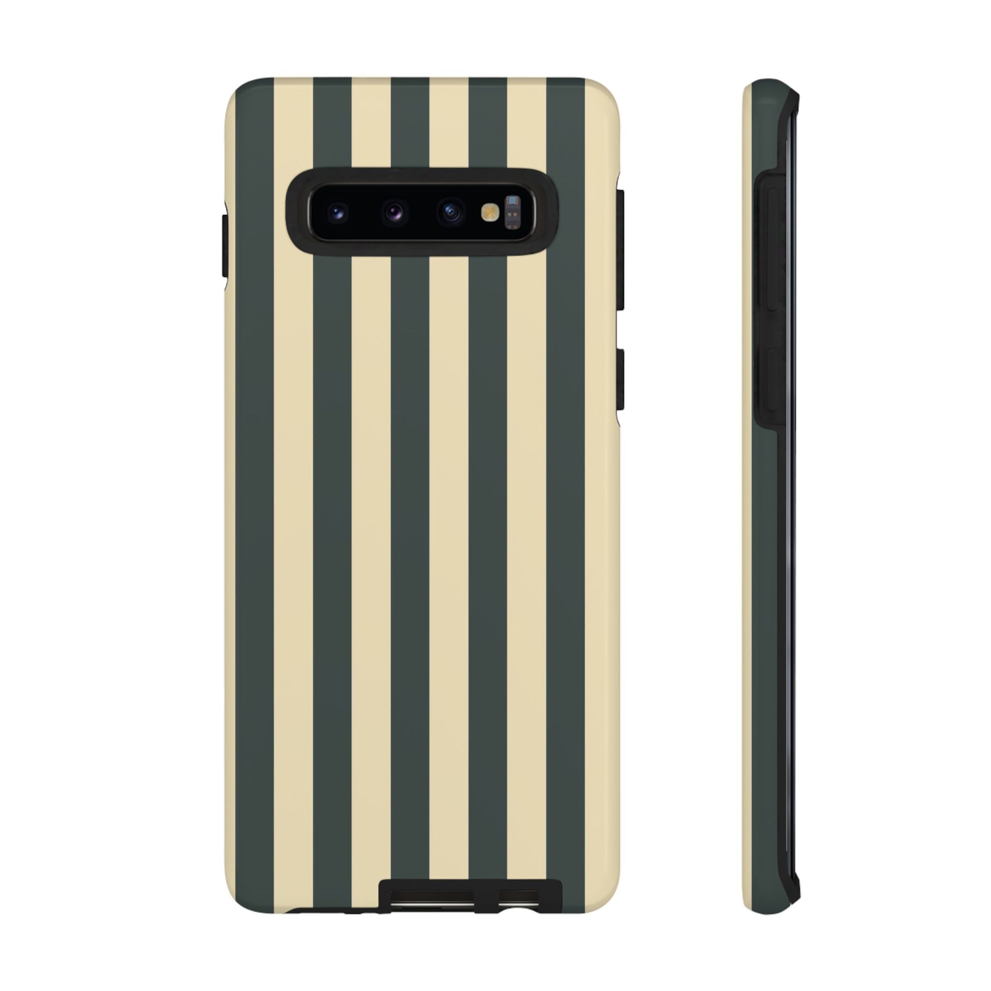 Green & Beige Stripe Pattern Phone Case - Green Phone Case