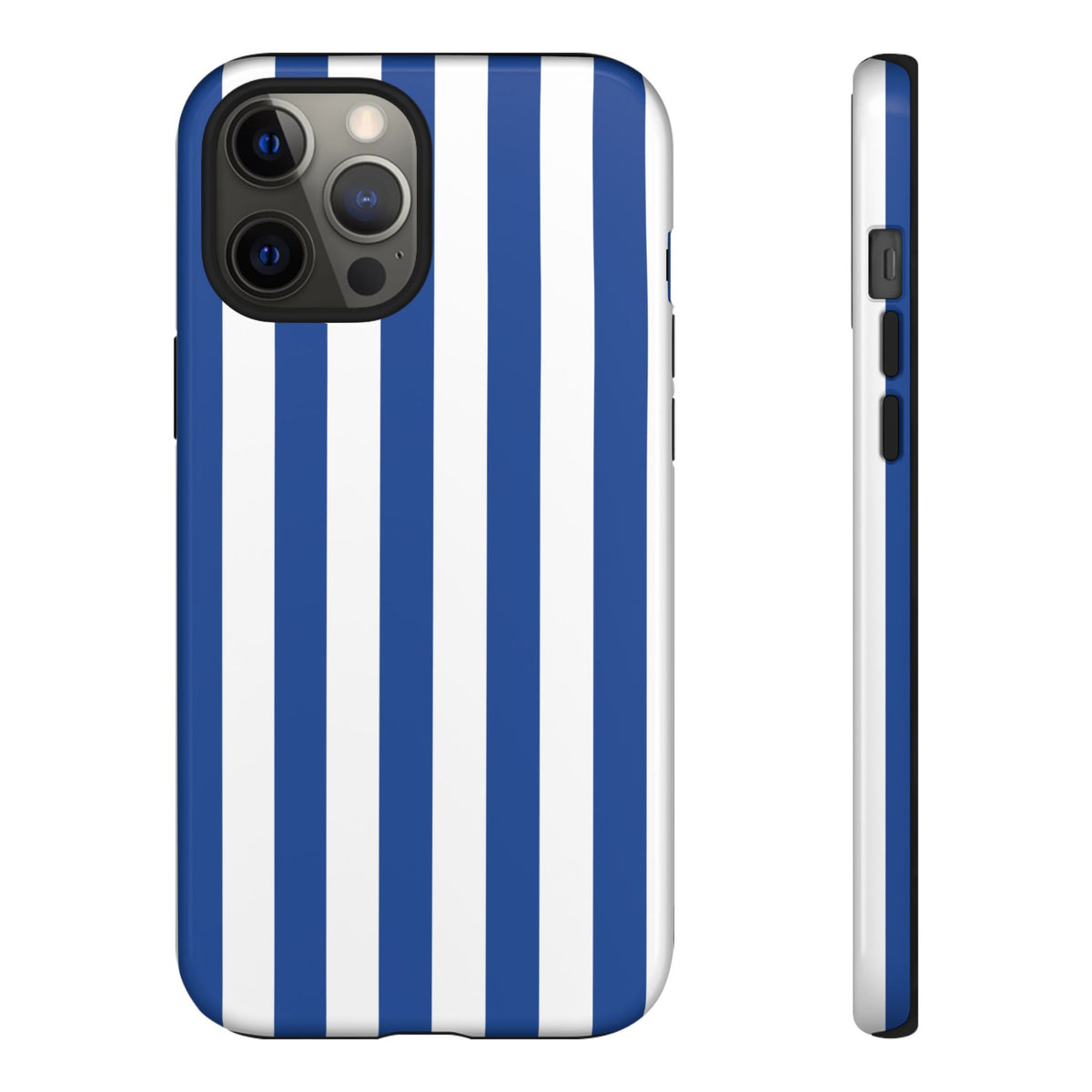 Simple Blue & White Stripe Pattern Phone Case - White Phone Case - iPhone 12 Pro Max / Glossy