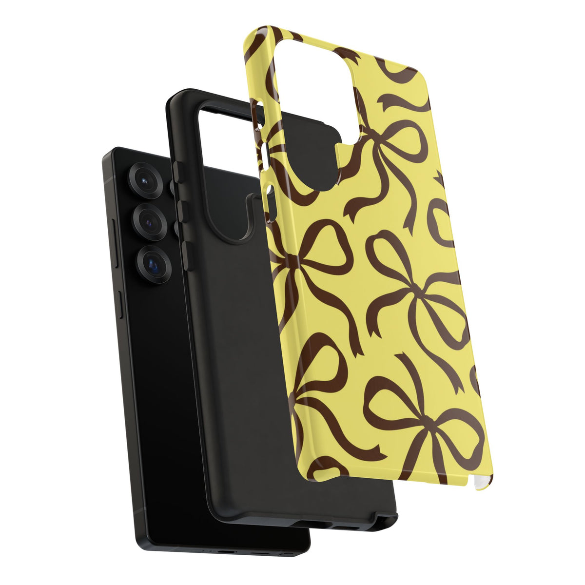 Bold Butter Yellow and Chocolate Brown Bow Pattern Phone Case