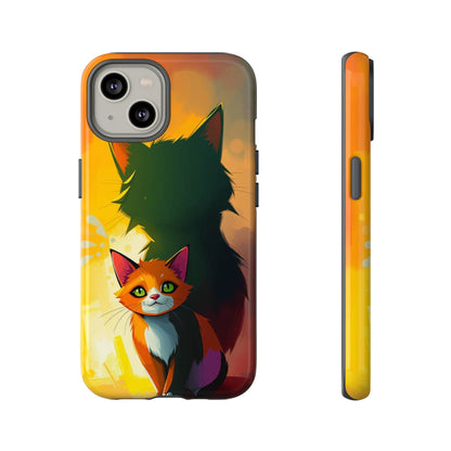 iPhone 14 / Glossy Phone Case - Acrylic Style Shadow Cat Design Phone Case
