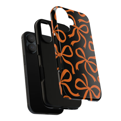 Bold Black and Burnt Orange Bow Pattern Phone Case