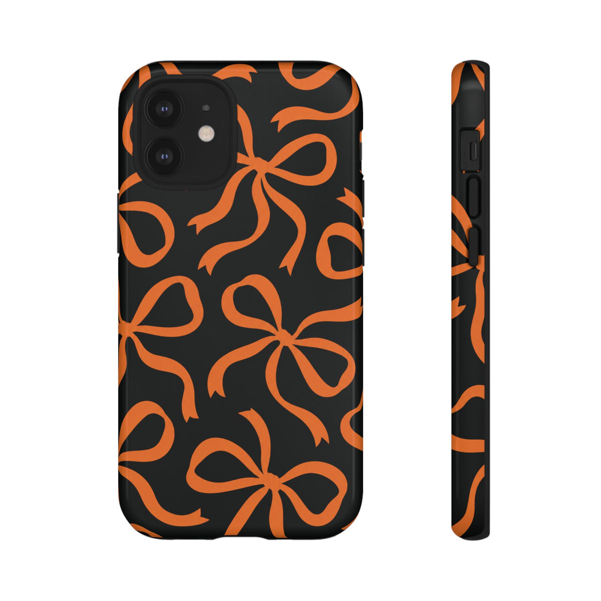 Bold Black and Burnt Orange Bow Pattern Phone Case