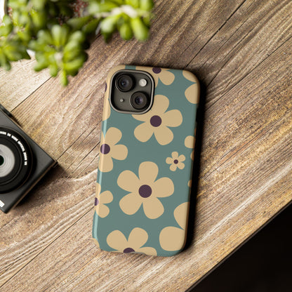 Cute Blue & Cream Daisy Pattern Phone Case - Blue Phone Case