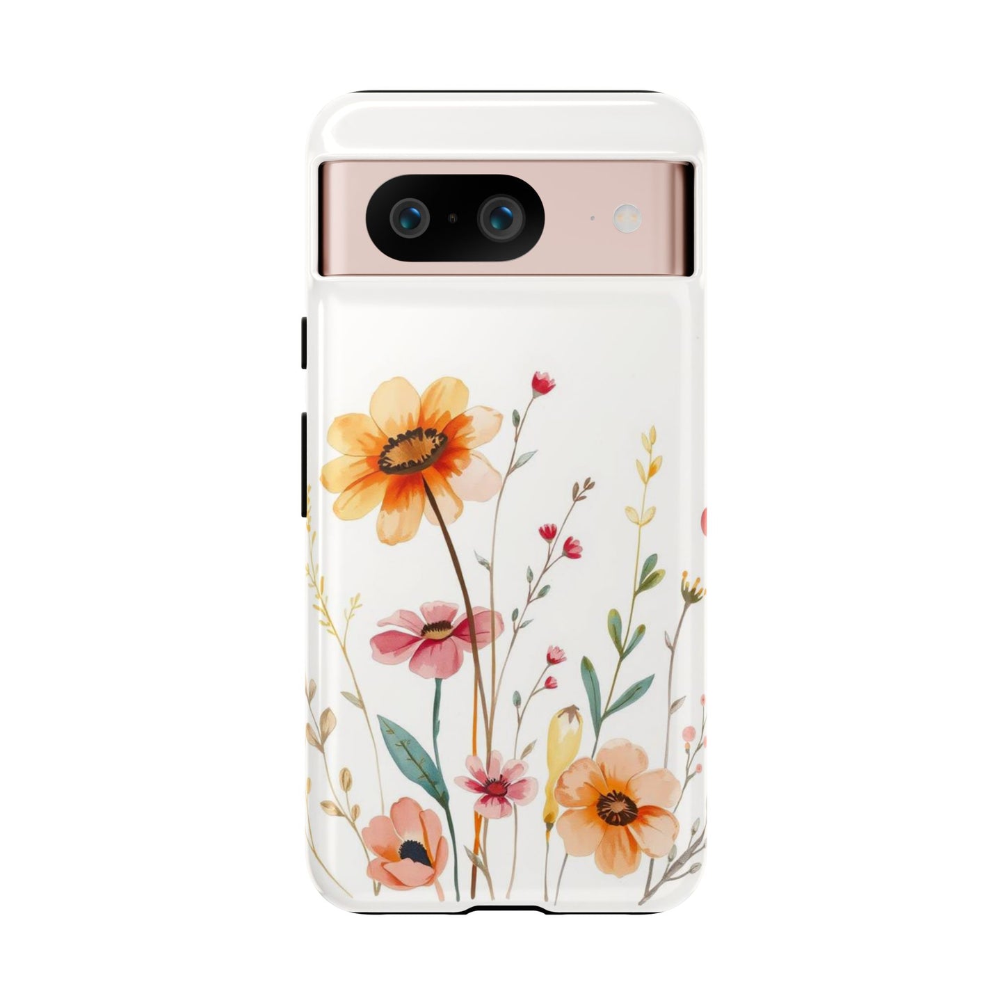Google Pixel 8 / Glossy Phone Case - Boho Chic Watercolour Wild Blooms Pattern Phone Case