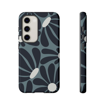 Retro Navy Blue & White Daisy Pattern Phone Case - Blue Phone Case - Samsung Galaxy S23 / Glossy