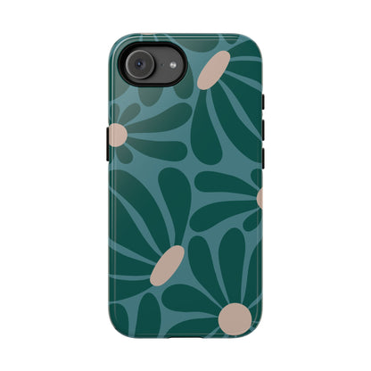 Retro Turquoise Daisy Pattern Phone Case - Green Phone Case - iPhone 17e / Glossy