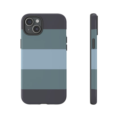 iPhone 15 Plus / Glossy Phone Case - Shades of Blue Horizontal Stripe Pattern Phone Case