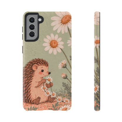 Whimsical Sage Green Hedgehog and Daisy Chain Phone Case - Green Phone Case - Samsung Galaxy S21 Plus / Glossy