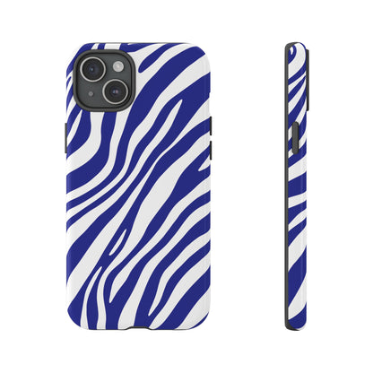 Modern Electric Blue Zebra Print Phone Case