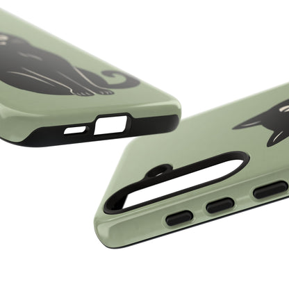 Minimalist Sage Green & Black Cat Phone Case