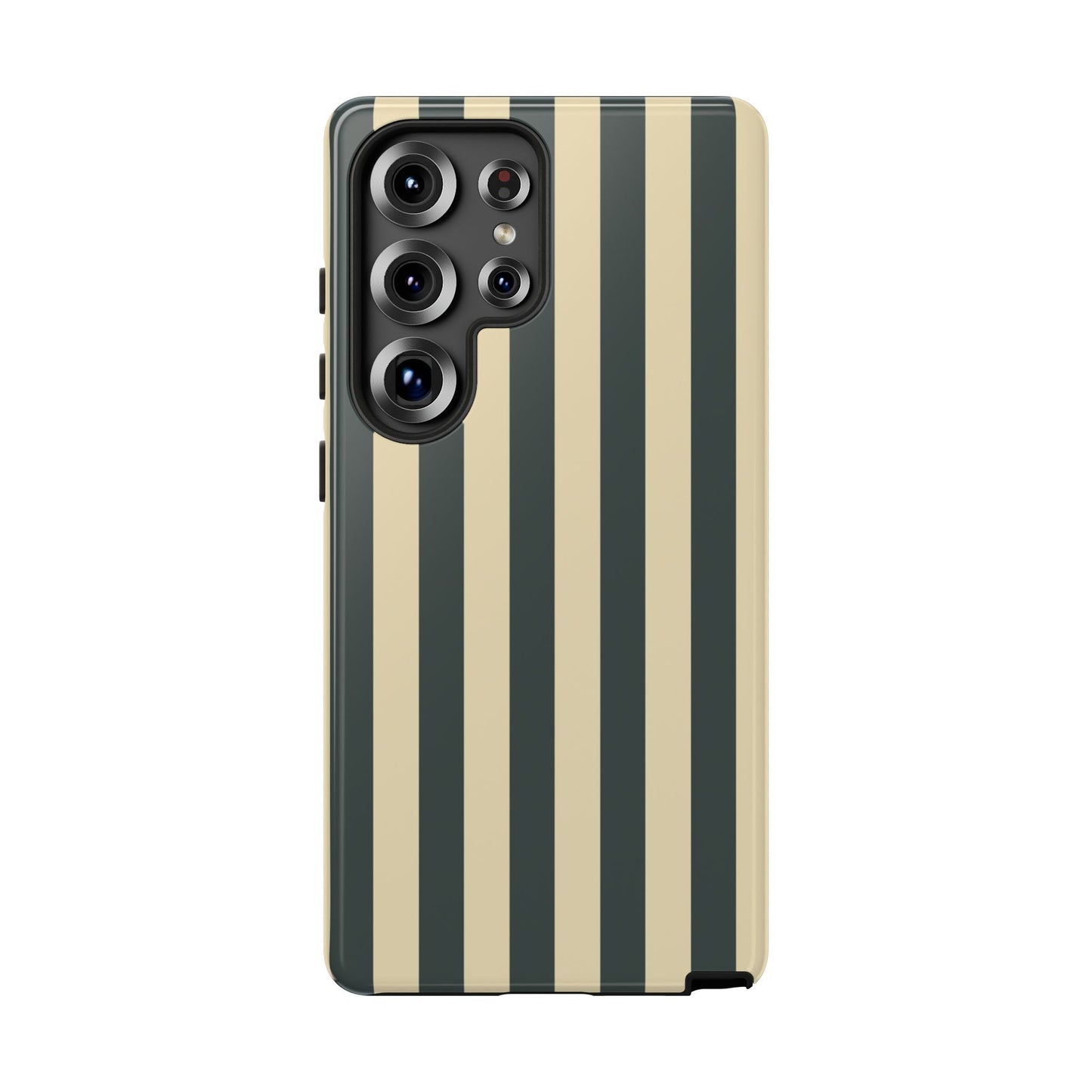 Samsung Galaxy S25 Ultra / Glossy Phone Case - ’Green & Beige Stripe Pattern’ Phone Case