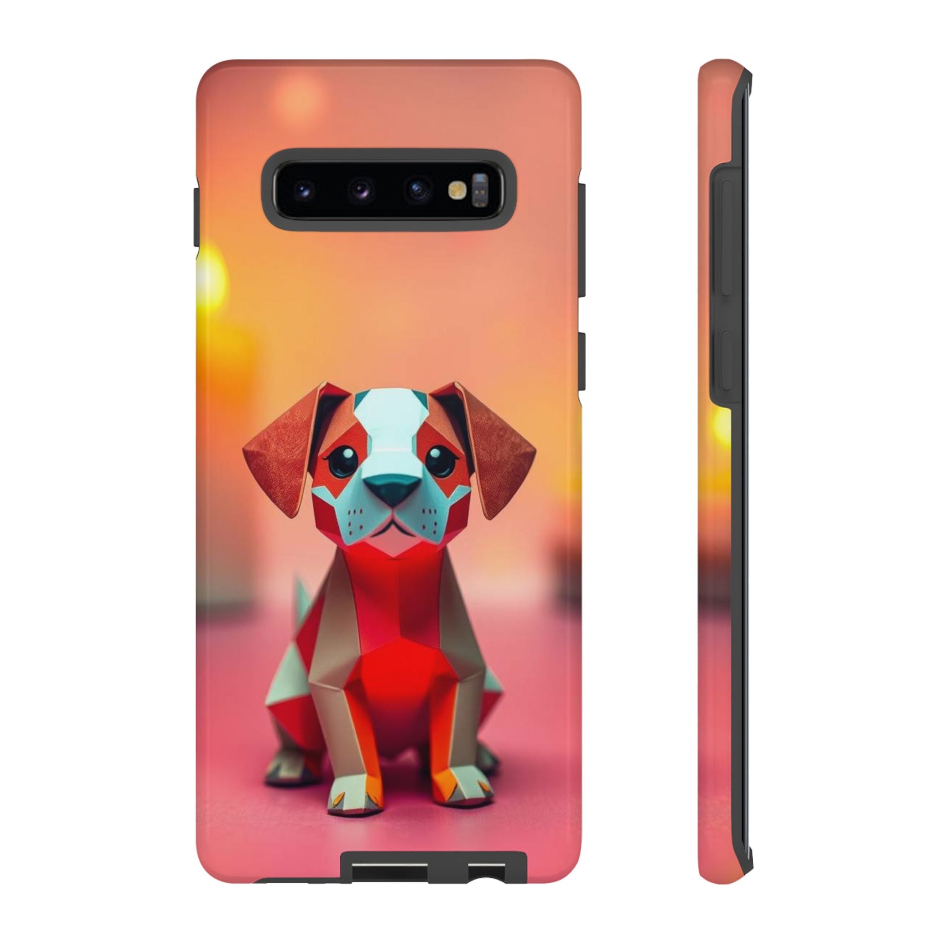Quirky Origami Dog Design Phone Case - Red Phone Case - Samsung Galaxy S10 Plus / Glossy