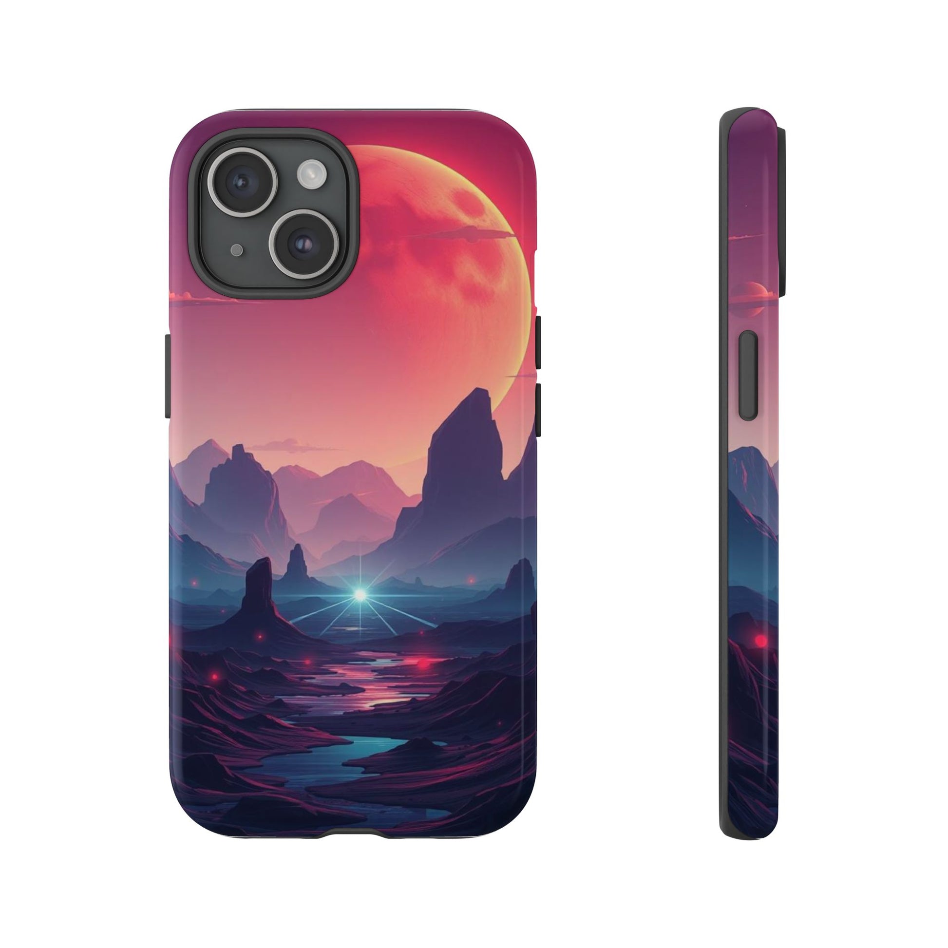 Alien Moon Landscape Design Phone Case - Multicolor Phone Case - iPhone 15 / Glossy