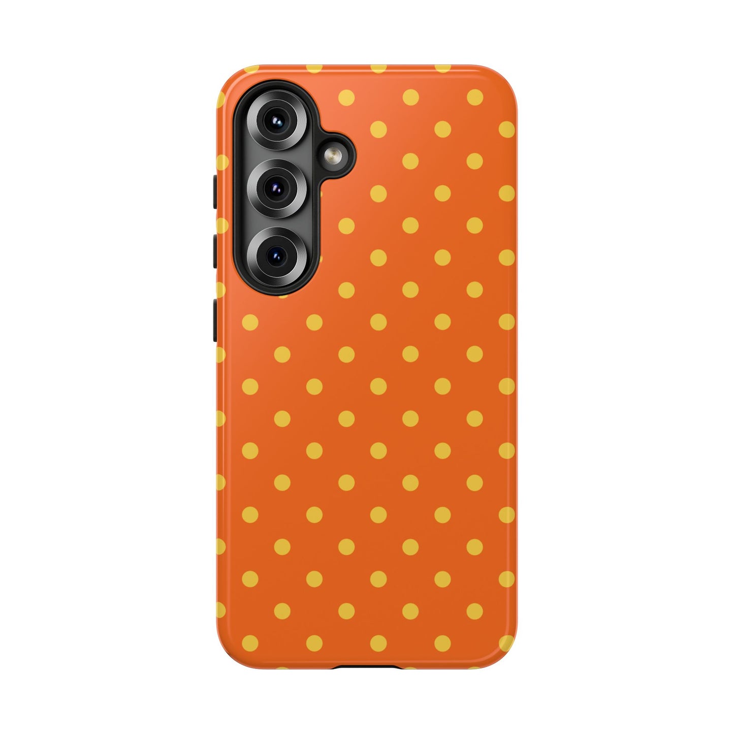Samsung Galaxy S25 / Glossy Phone Case - Trendy Orange & Yellow Dot Pattern Phone Case