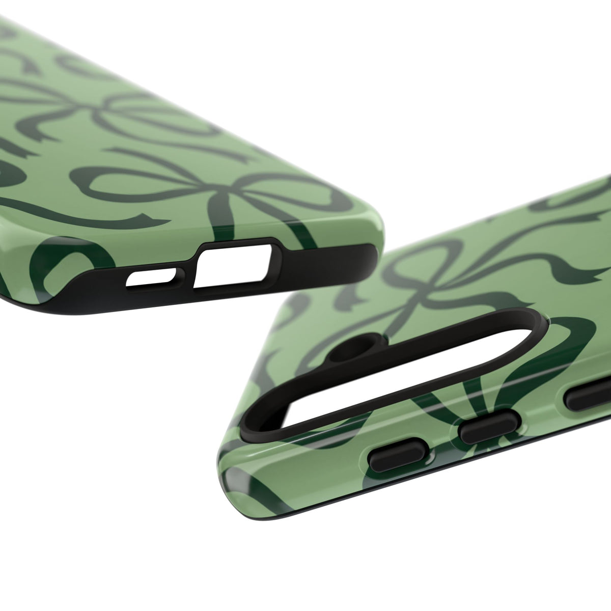 Bold Sage Green and Forest Green Bow Pattern Phone Case