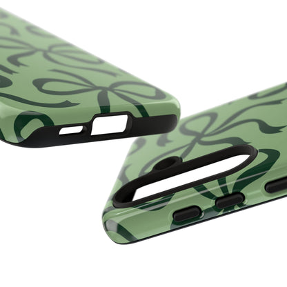 Bold Sage Green and Forest Green Bow Pattern Phone Case