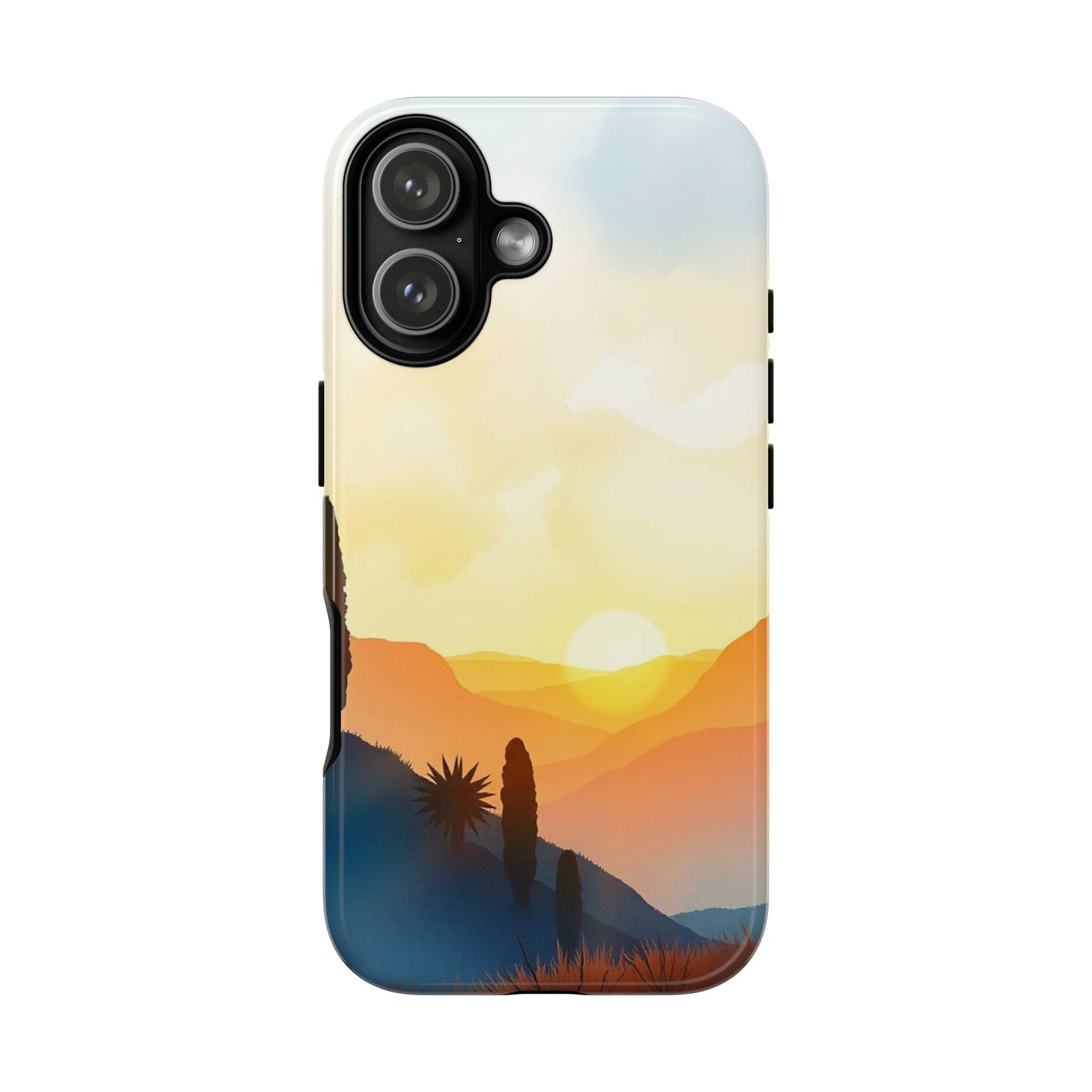 iPhone 17 / Glossy Phone Case - Watercolour Sunset Design Phone Case