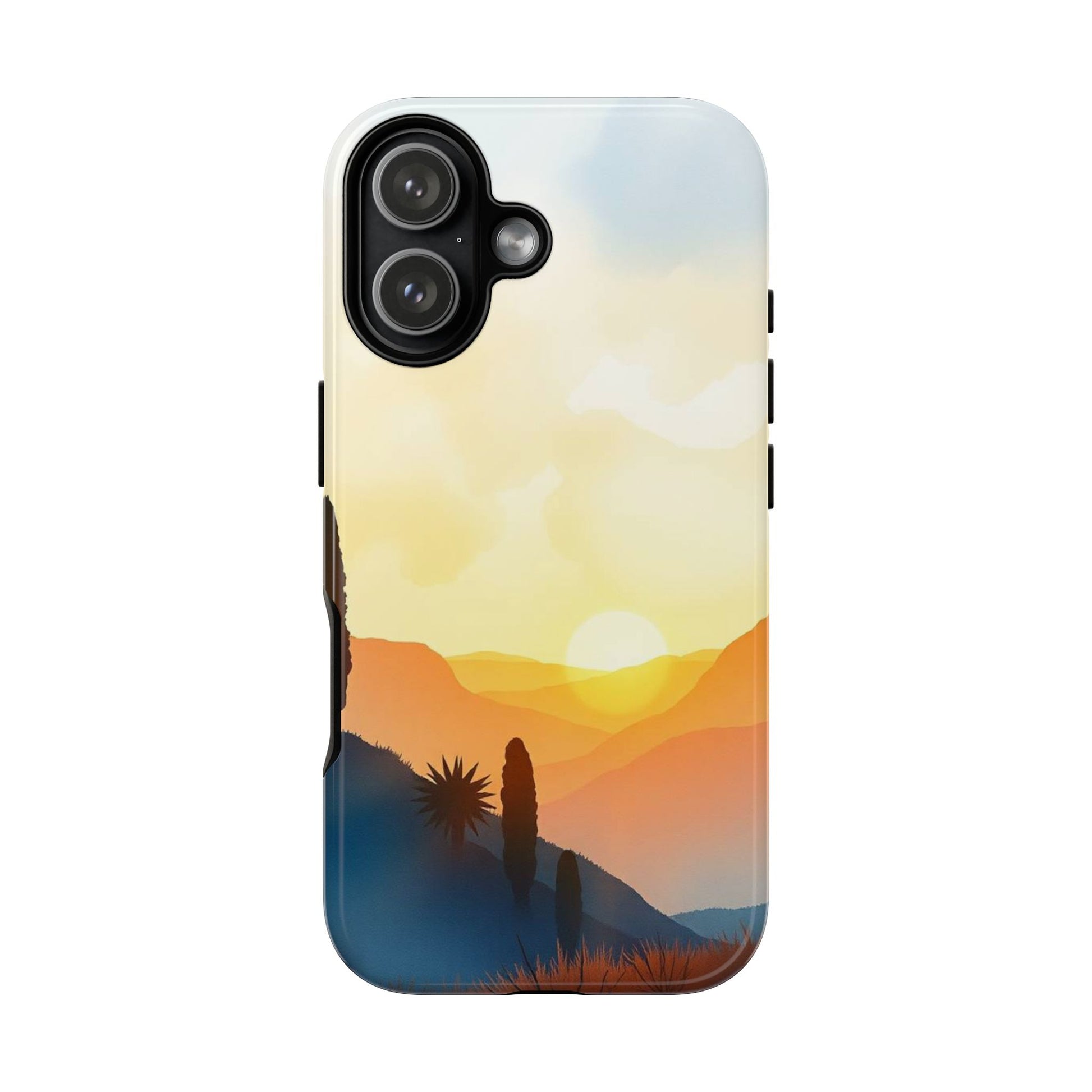 iPhone 17 / Glossy Phone Case - Watercolour Sunset Design Phone Case