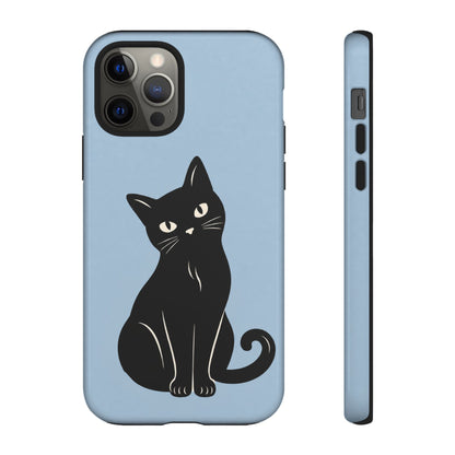 Minimalist Powder Blue & Black Cat Phone Case