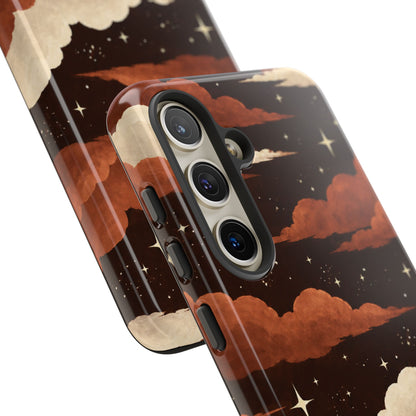 Illustrated Burnt Orange Clouds & Stars Phone Case